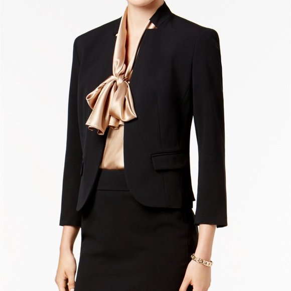 Nine West Plus Clasp-Front Black Blazer Jacket 24W